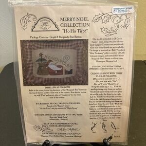 Merry Noel Collection Homespun Elegeance Ho Ho Tired Cross Stitch Pattern Embell
